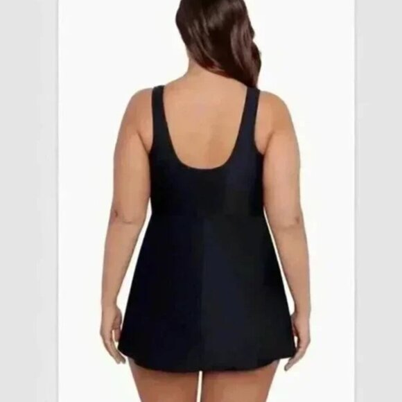 Miraclesuit Plus Size 24W Marais One-Piece Swimdress Black Slimming Resortwear - Picture 2 of 11